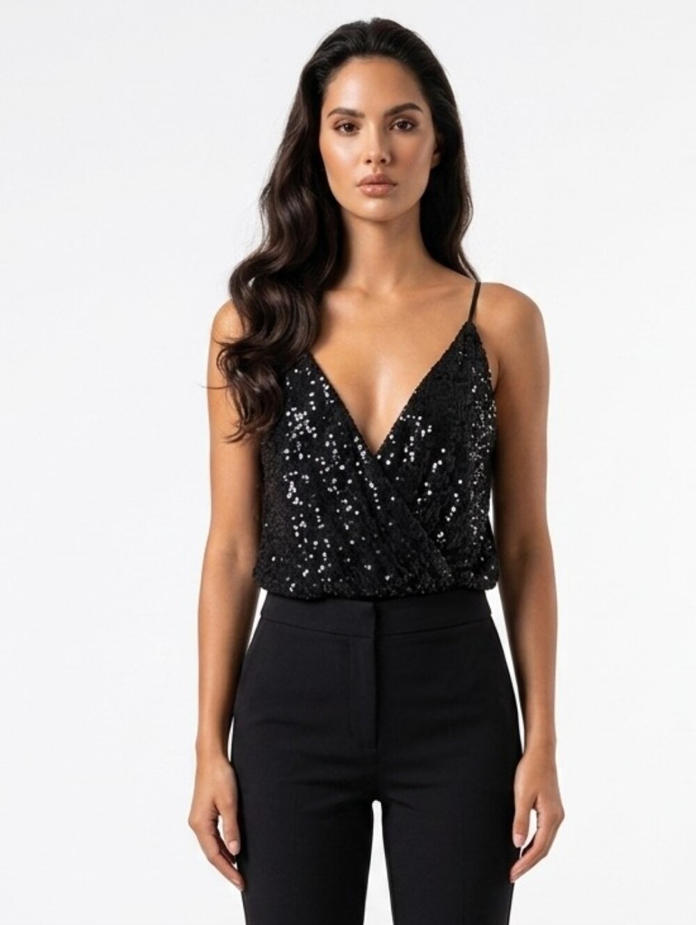 Jonathon Simkhai V-Neck Sleeveless Sequin Bodysuit